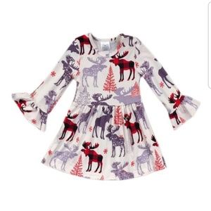 Reindeer Girls Ruffle Dress